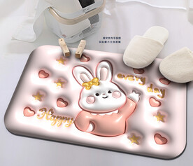 可爱卡通星星爱心小兔地垫