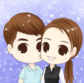 情侣男女卡通手绘