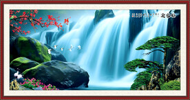 瀑布山水画