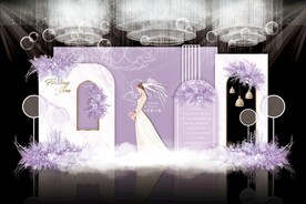 紫色简约婚礼背景
