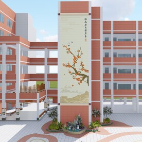 一幅梅花浮雕墙