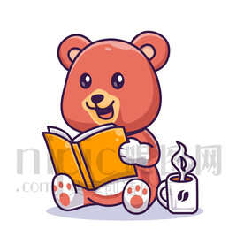 可爱卡通爱学习的熊