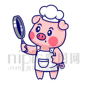 可爱卡通厨师装小猪