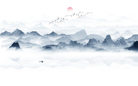 意境抽象水墨山水画