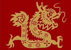 龙生肖剪纸感插画