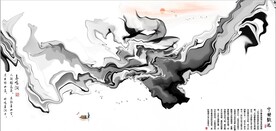 新中式抽象水墨山水风景背景墙