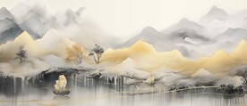 新中式抽象禅意山水画