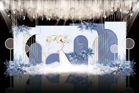 蓝色简约婚礼背景