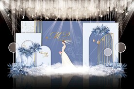 蓝色简约婚礼背景