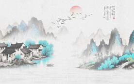 新中式水墨山水画