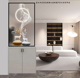 高清分层透明底屏风玻璃打印图