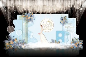 蓝色简约婚礼背景