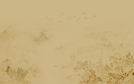 国画工笔山水画背景墙