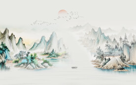 工笔国画山水图