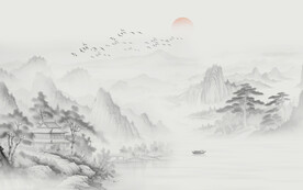 新中式山水背景墙