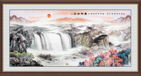 江山如画旭日东升山水画