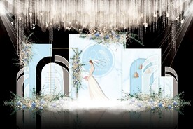 蓝色简约婚礼背景