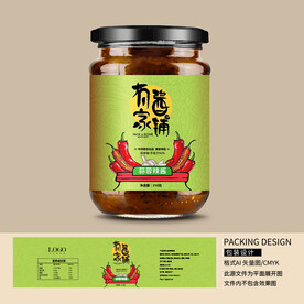 蒜蓉辣酱罐装辣椒酱瓶贴设计