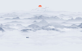 水墨山水画电视背景墙