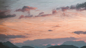 风景 油画 晚霞