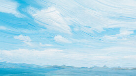 油画 白云 蓝天