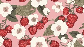 可爱草莓平铺背景图案印花