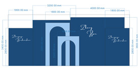 蓝色婚礼舞台背景板