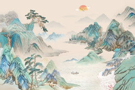 新中式意境山水背景装饰画