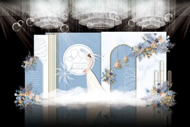 蓝色简约婚礼背景