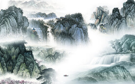 最新 意境客厅山水 TiF分层