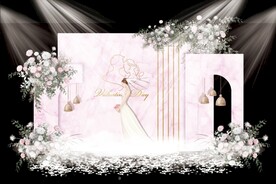 粉色简约婚礼背景