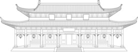 中式建筑AI线稿