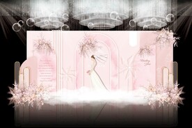 粉色简约婚礼背景