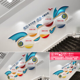 五个引领楼道文化墙