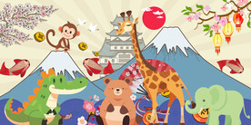 卡通动物背景墙