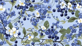 蓝莓手绘图案矢量图