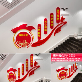 国防教育文化墙