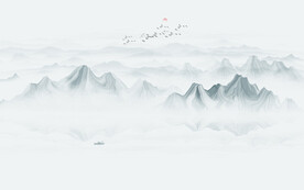 屏风水墨山水画