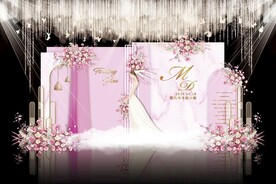 粉色简约婚礼背景