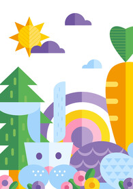 几何卡通兔插画图案