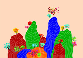 抽象山水背景CDR矢量图分层