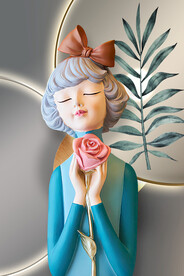 莫兰迪少女 卡通少女 美少女 