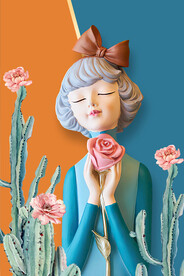 莫兰迪少女 卡通少女 美少女 