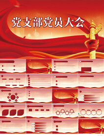 红色党建党支部党员大会PPT