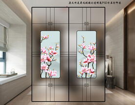 高清分层透明底推拉门玻璃打印图