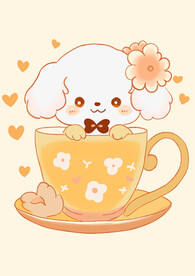  茶杯中可爱的小狗