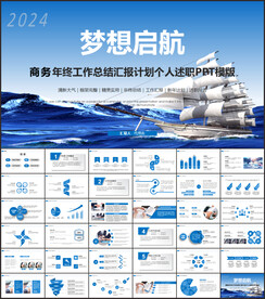 蓝色大气年终工作总结汇报PPT