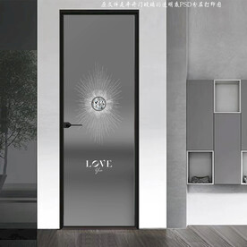 高清分层透明底平开门玻璃打印图
