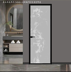 高清分层透明底平开门玻璃打印图