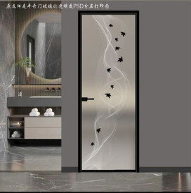 高清分层透明底平开门玻璃打印图